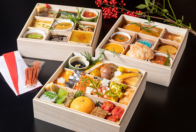 7寸 桐製箱二段重+珍味重(4人用)